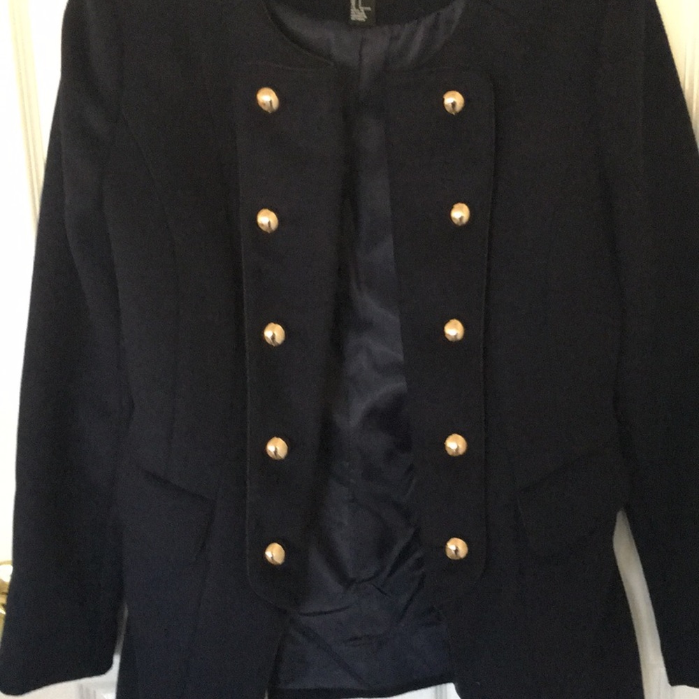 *NEW* “Forever 21,” navy blue coat with gold buttons; size small - Picture 3 of 9